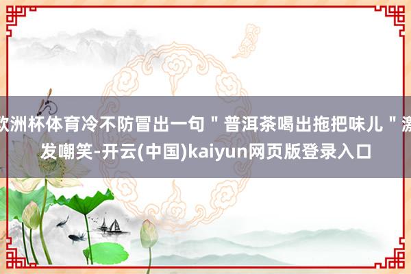 欧洲杯体育冷不防冒出一句"普洱茶喝出拖把味儿"激发嘲笑-开云(中国)kaiyun网页版登录入口