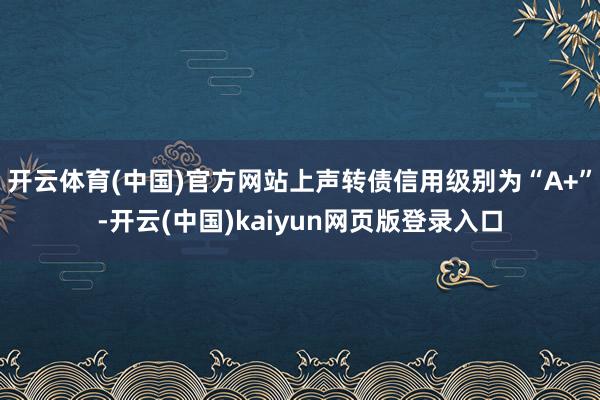 开云体育(中国)官方网站上声转债信用级别为“A+”-开云(中国)kaiyun网页版登录入口