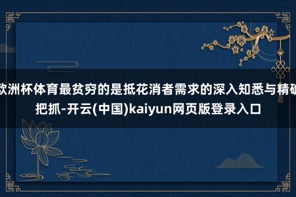 欧洲杯体育最贫穷的是抵花消者需求的深入知悉与精确把抓-开云(中国)kaiyun网页版登录入口