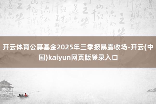 开云体育公募基金2025年三季报暴露收场-开云(中国)kaiyun网页版登录入口
