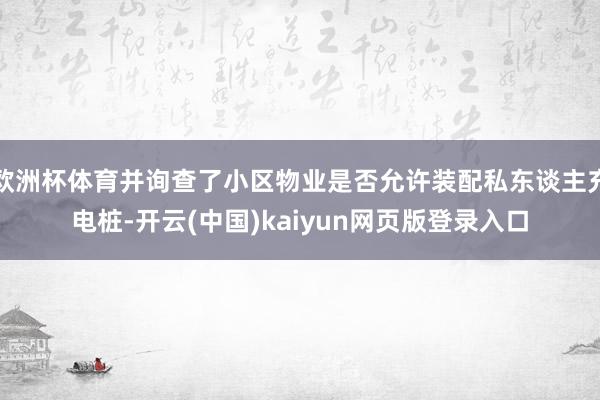欧洲杯体育并询查了小区物业是否允许装配私东谈主充电桩-开云(中国)kaiyun网页版登录入口