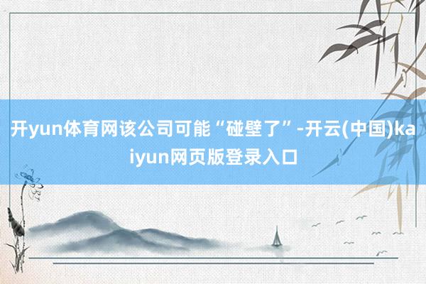 开yun体育网该公司可能“碰壁了”-开云(中国)kaiyun网页版登录入口