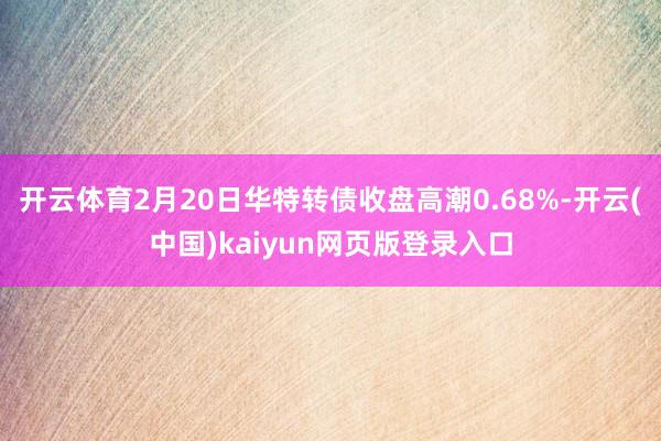 开云体育2月20日华特转债收盘高潮0.68%-开云(中国)kaiyun网页版登录入口
